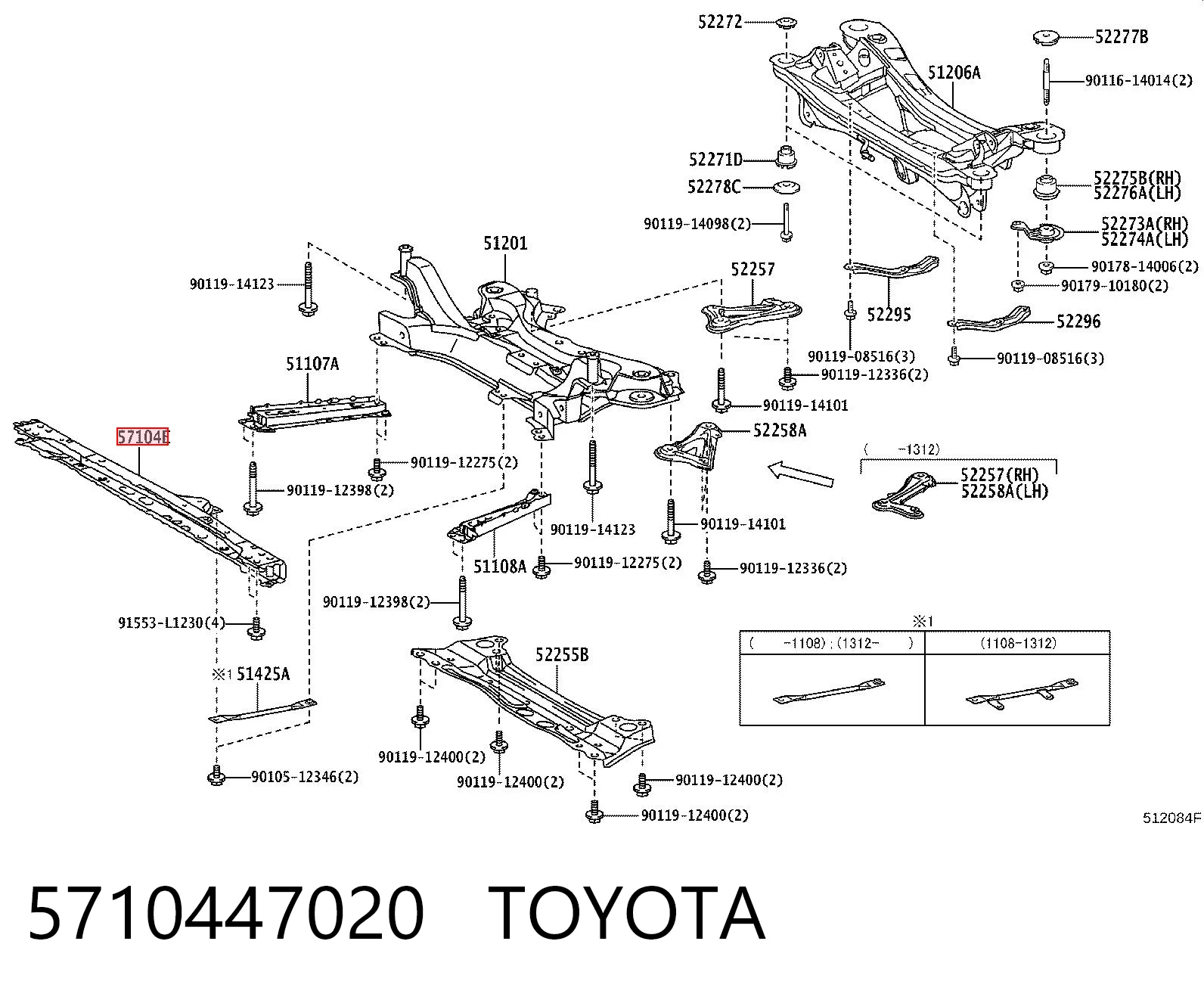 5710447020 Toyota Балка радіатора нижня