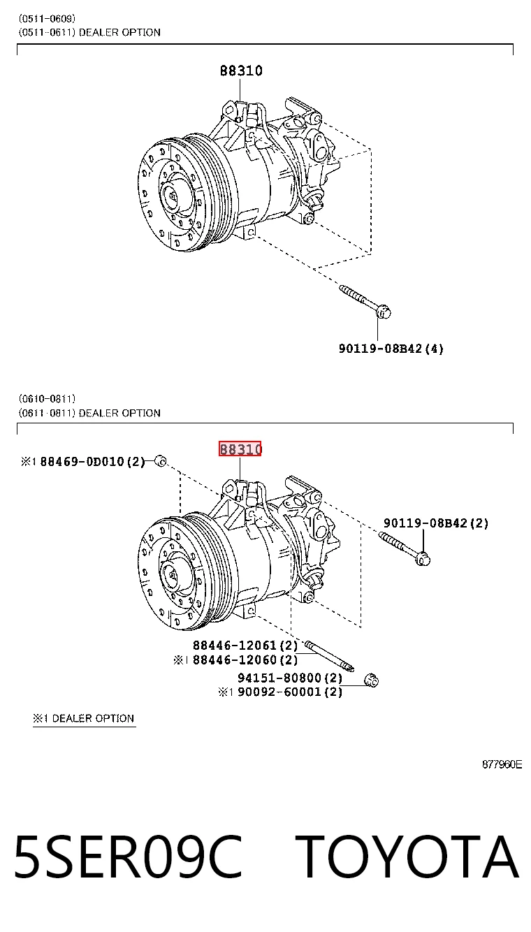 5SER09C Toyota Компресор холодоагенту