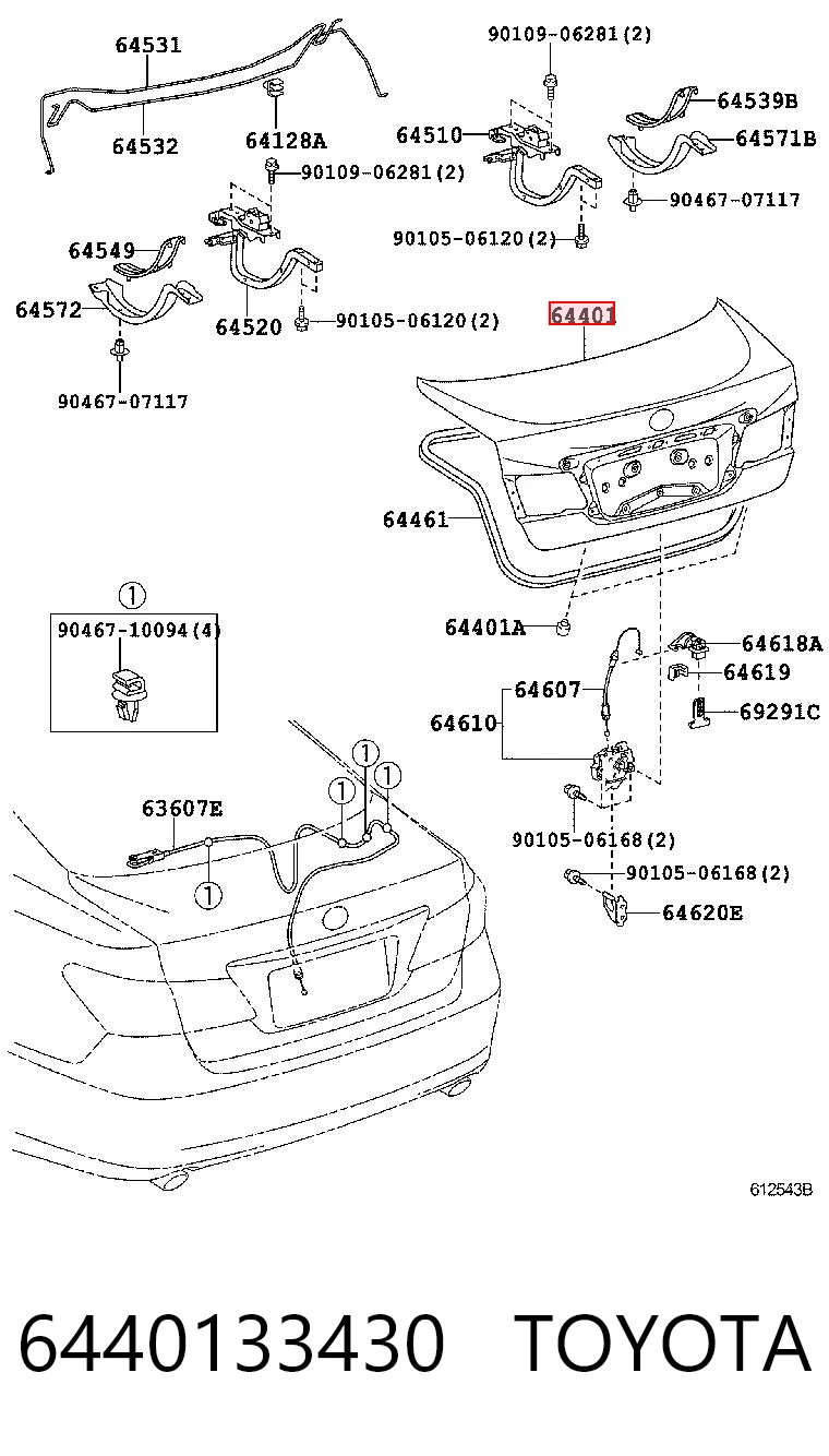 6440133430 Toyota Кришка багажника