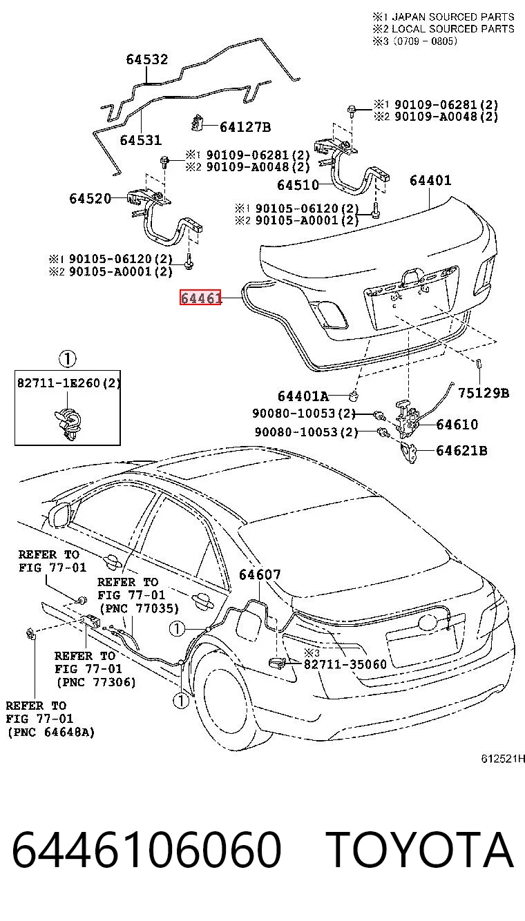 6446106060 Toyota Прокладочний гумка багажника