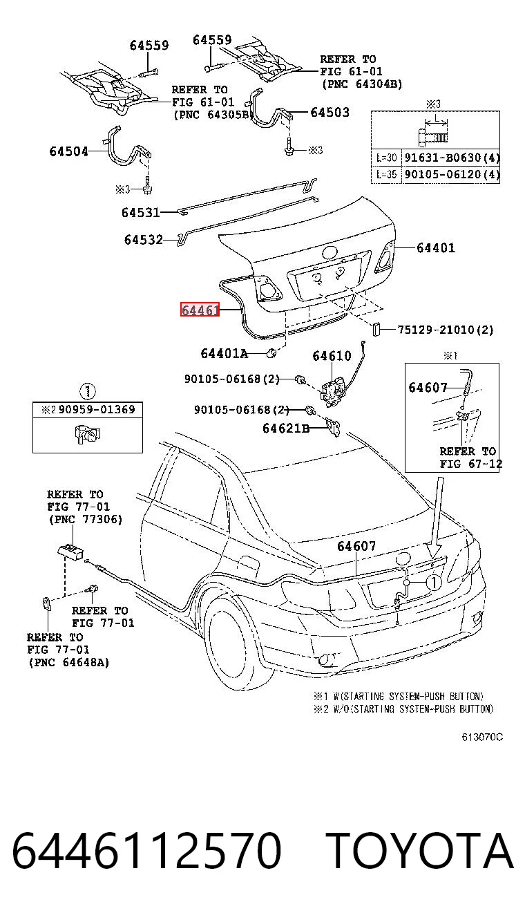 6446112570 Toyota Прокладочний гумка багажника