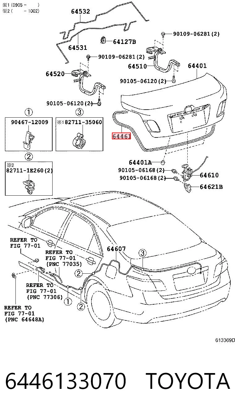 6446133070 Toyota Прокладочний гумка багажника