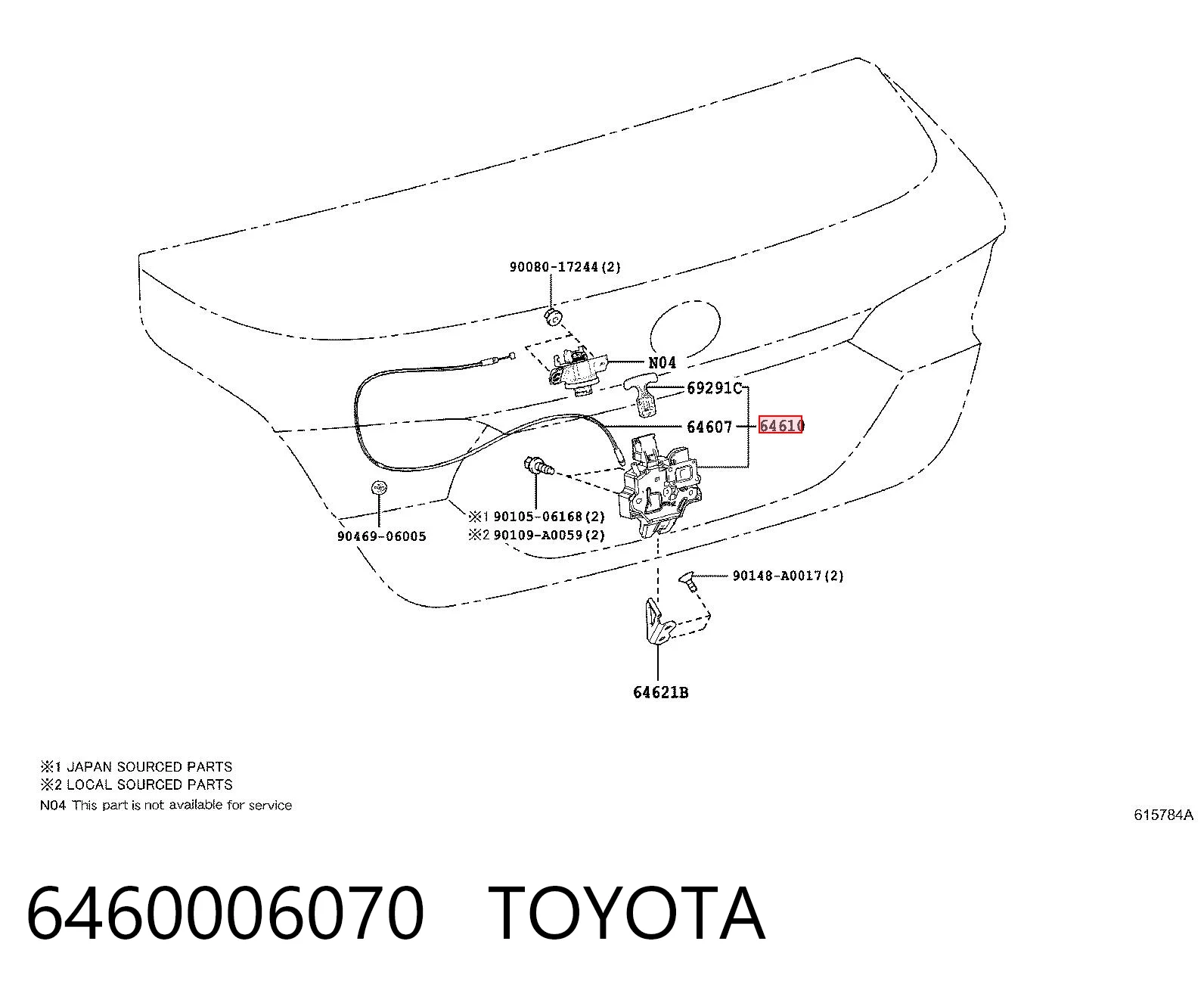 6460006070 Toyota Замок п'ятих дверей
