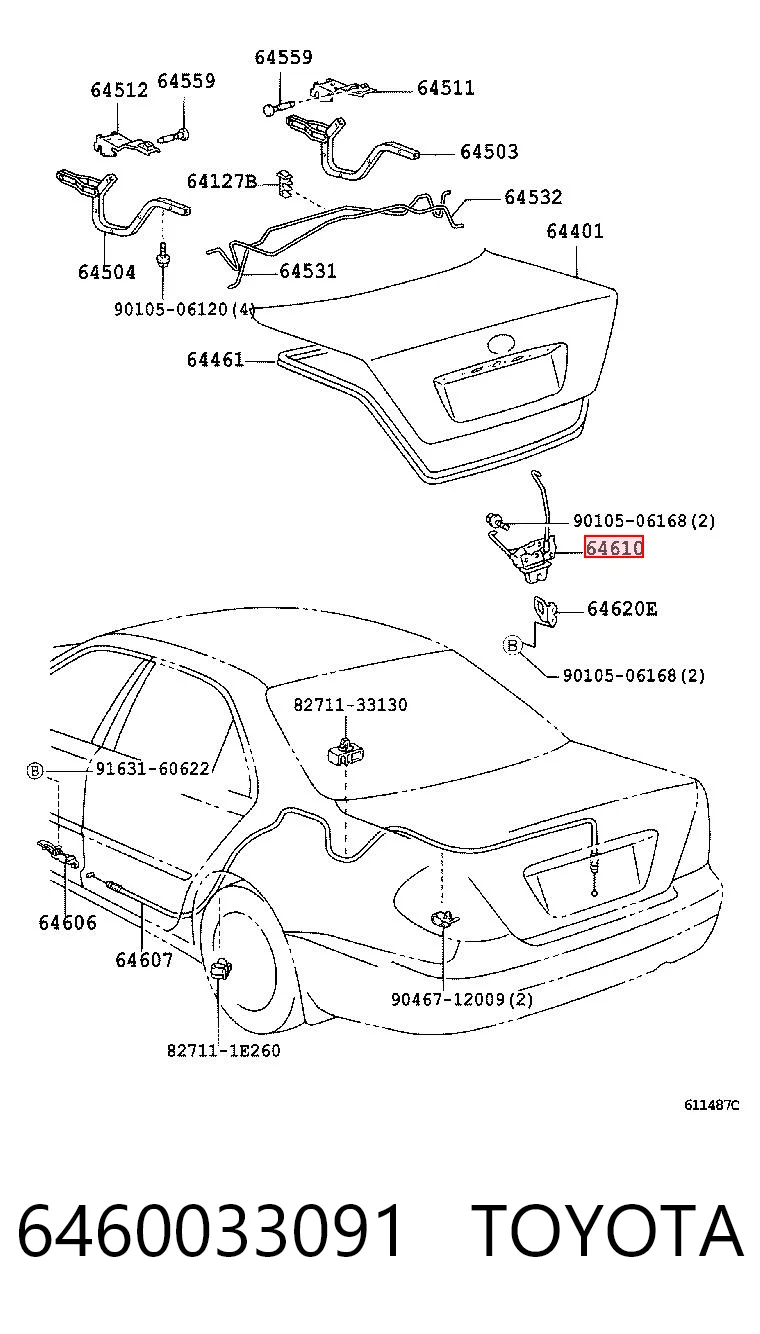 6460033091 Toyota Замок п'ятих дверей