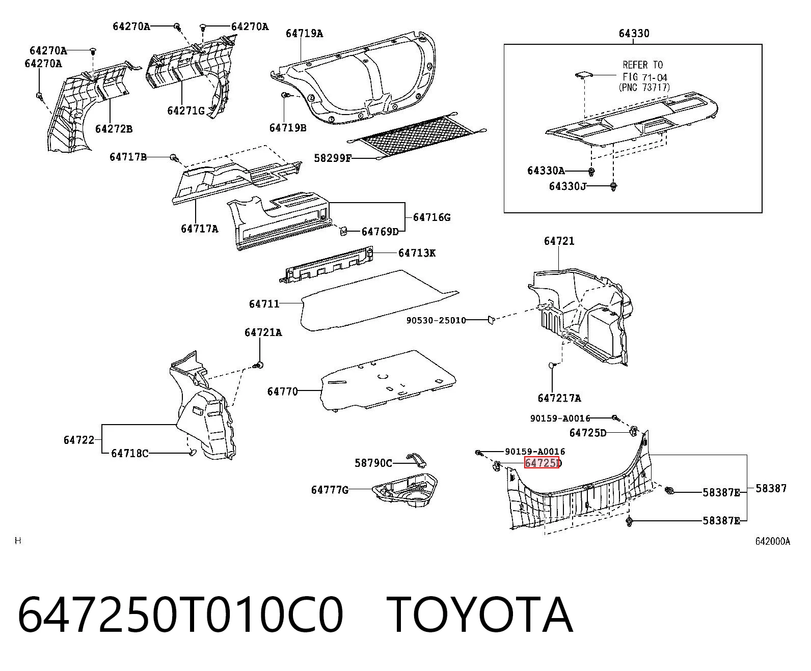 647250T010C0 Toyota Гачок для сумок багажного відділення