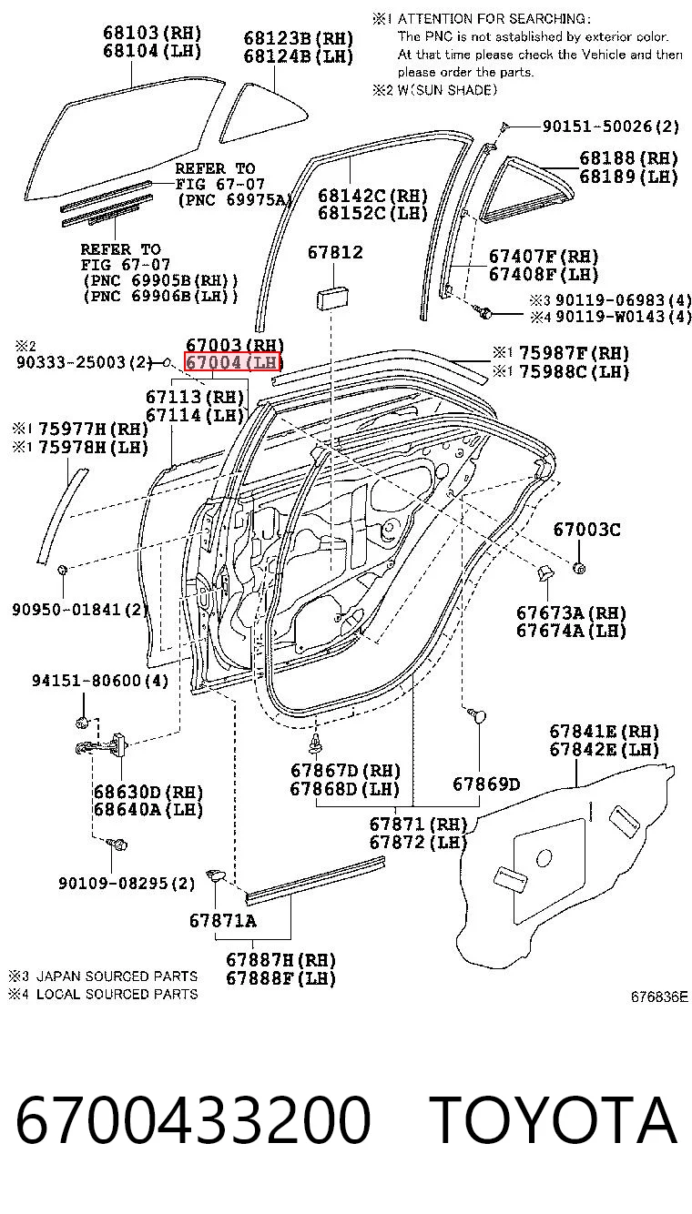 6700433210 Toyota Двері пасажирськи задні ліві