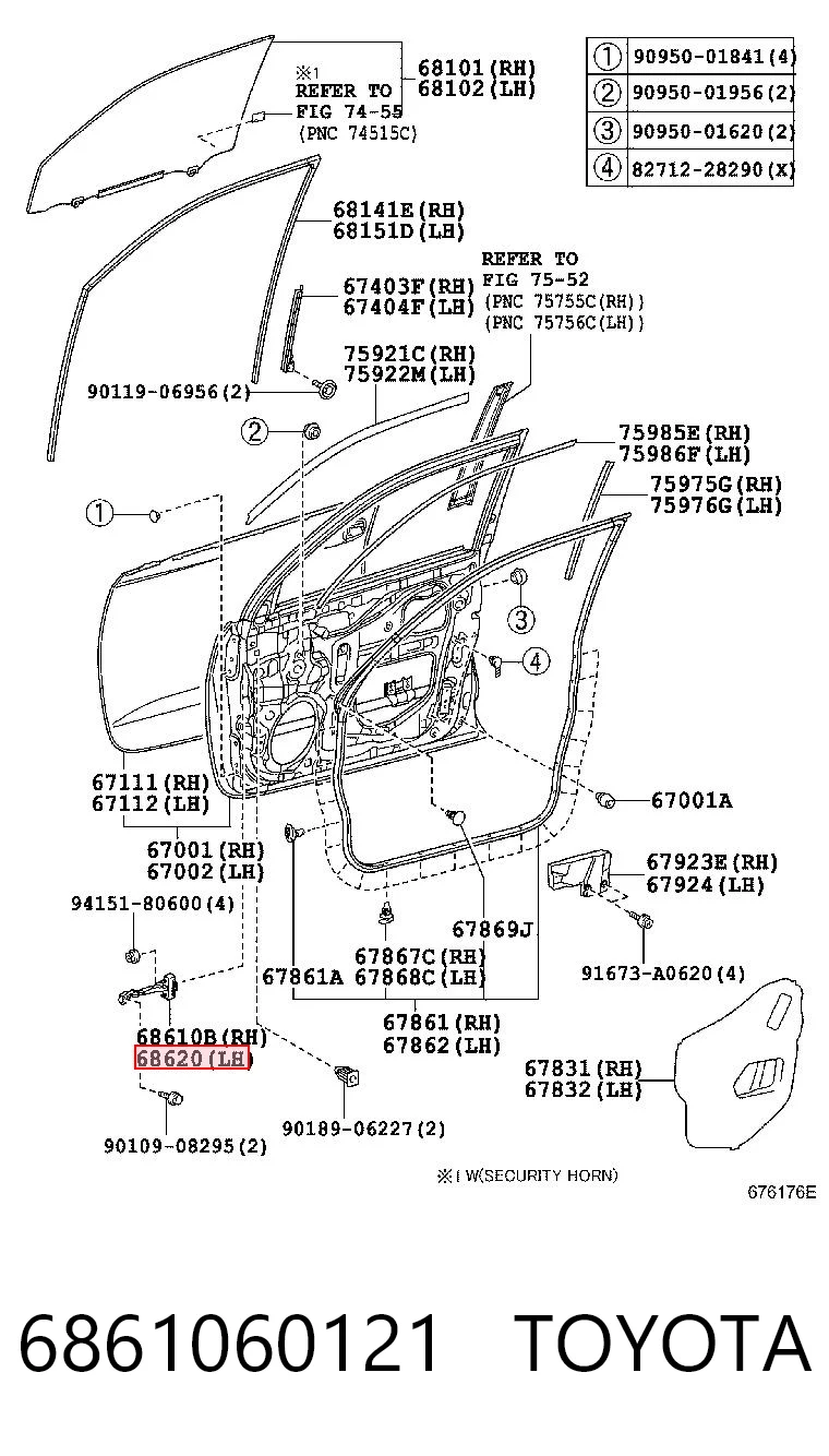 6861060121 Toyota Обмежувач відкриття дверей, передній лівий
