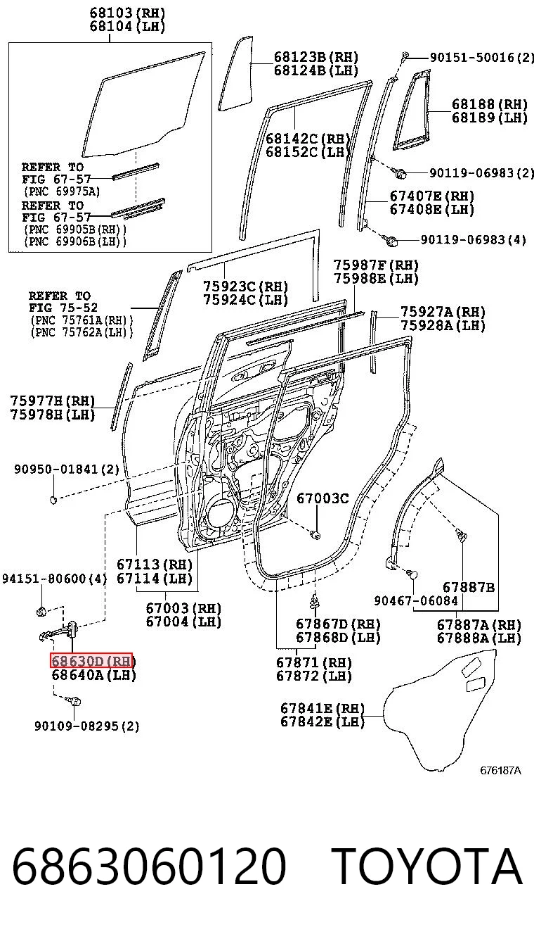 6863060120 Toyota Обмежувач відкриття дверей, задній правий