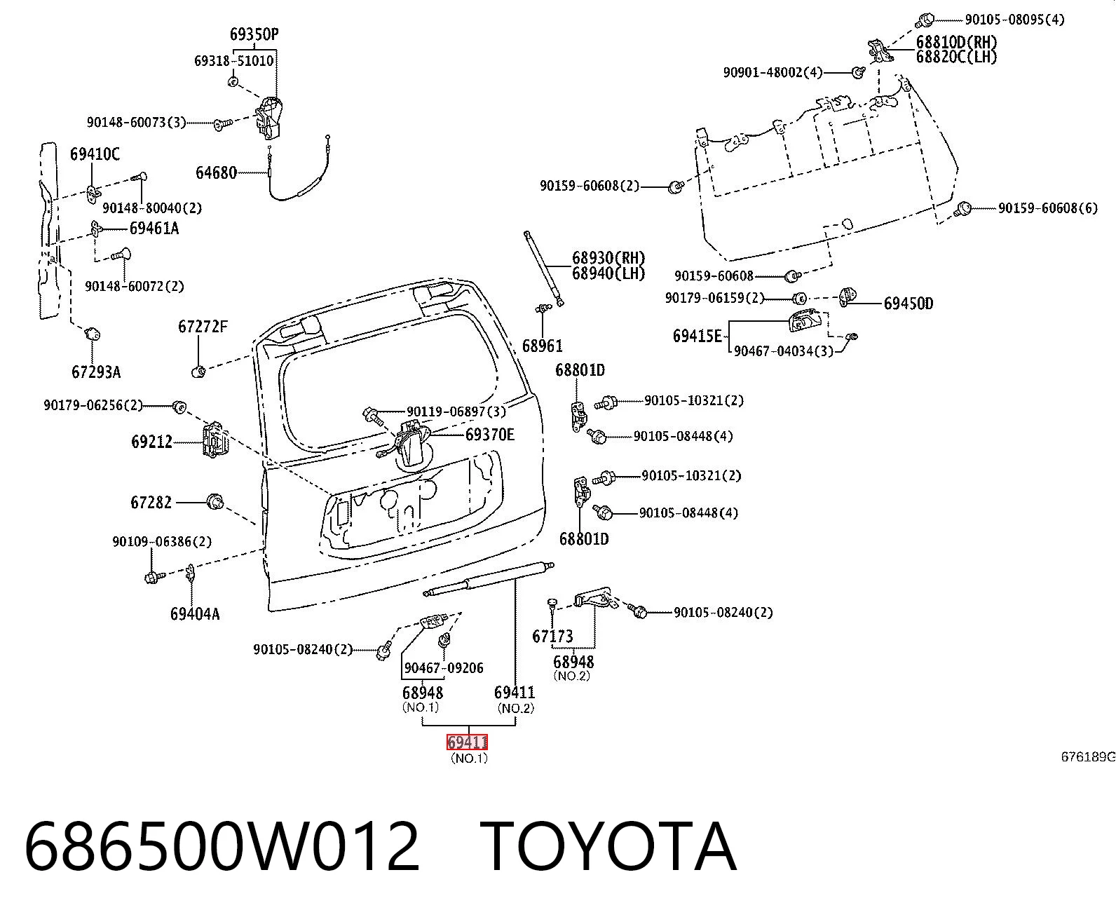 686500W012 Toyota Амортизатор кришки багажника / двері 3/5-ї задньої