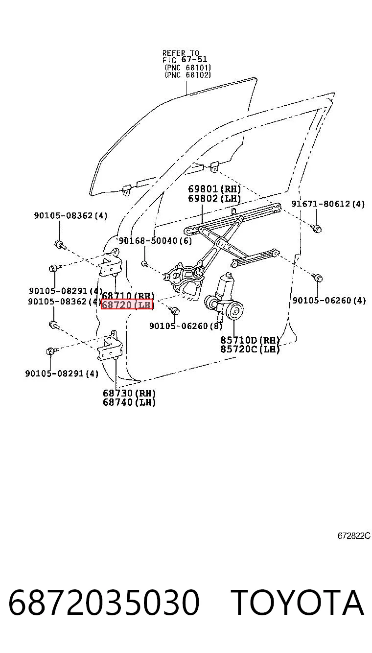 6872035030 Toyota Петля передніх дверей, лівою