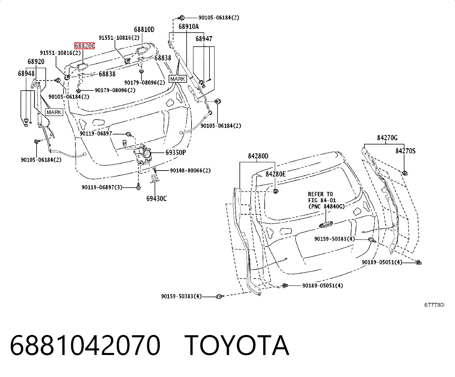 6881042070 Toyota Кріплення кришки багажника