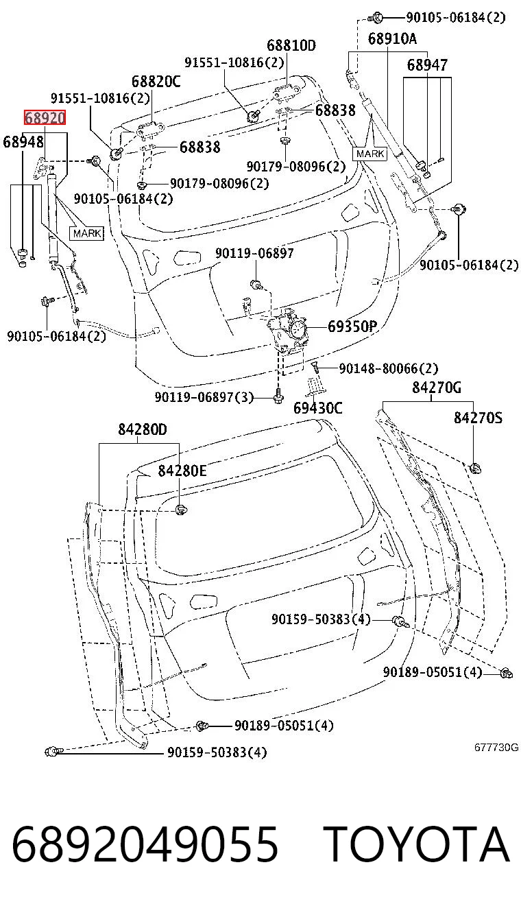 Амортизатор двері задньої Toyota 6892049055 ціна, від 338.60 USD