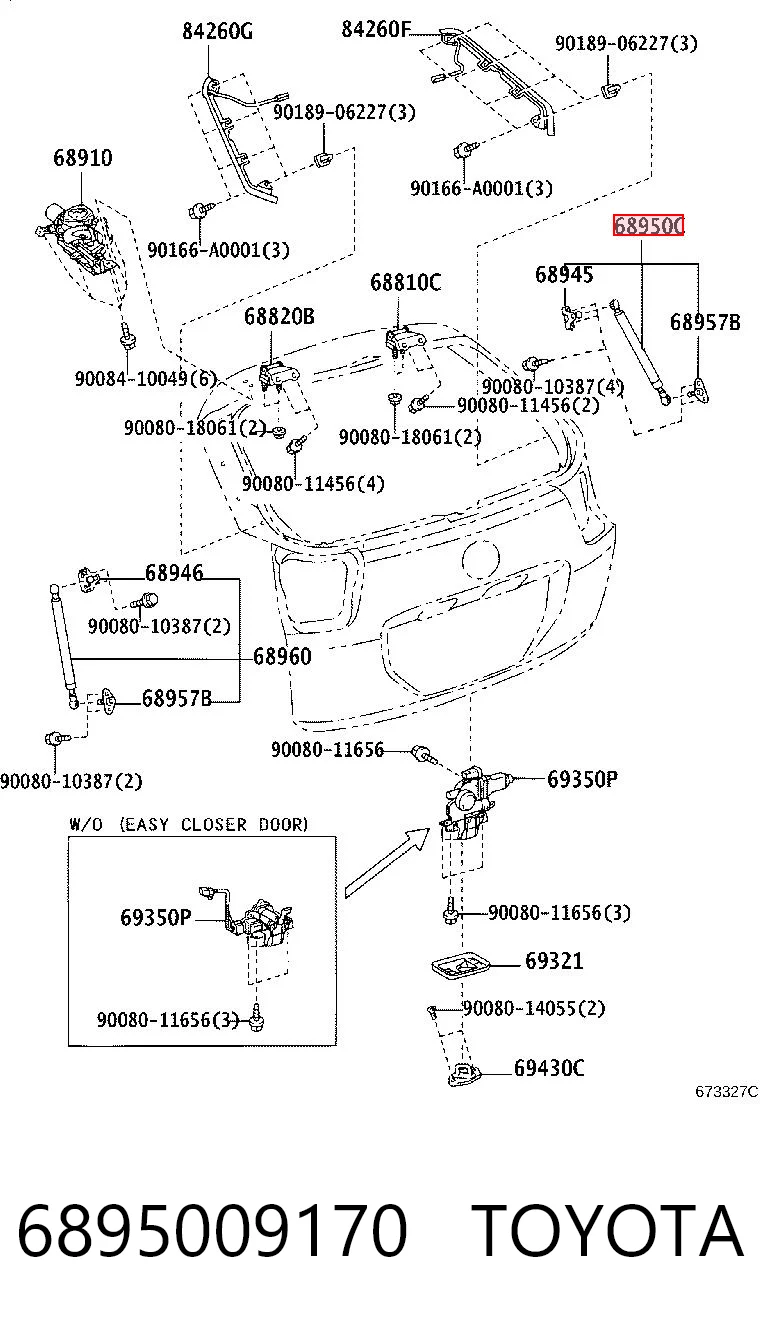 6895009170 Toyota Амортизатор кришки багажника / двері 3/5-ї задньої