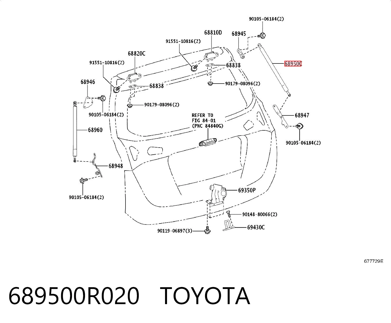 689500R020 Toyota Амортизатор кришки багажника / двері 3/5-ї задньої