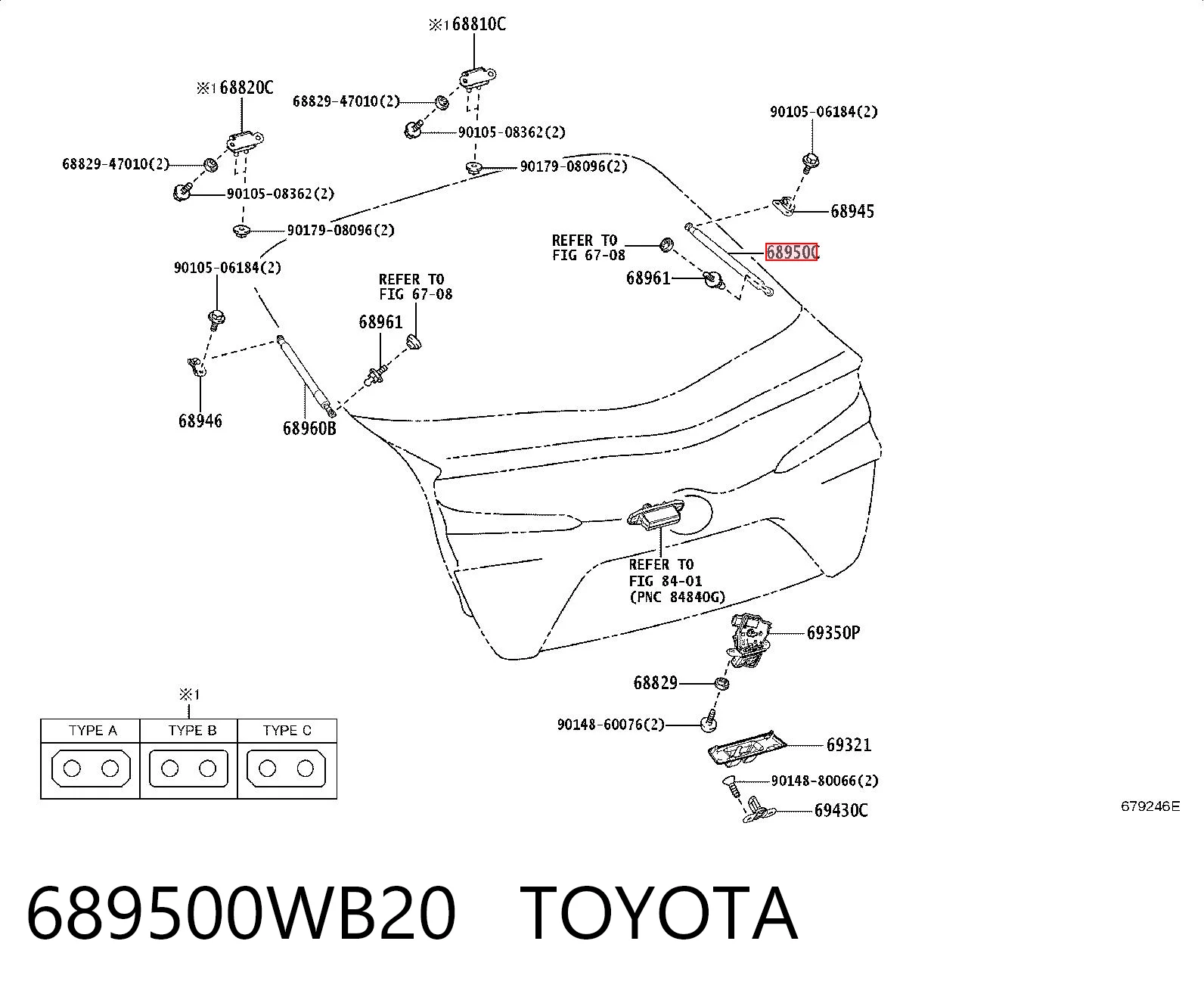 689500WB20 Toyota Амортизатор кришки багажника / двері 3/5-ї задньої