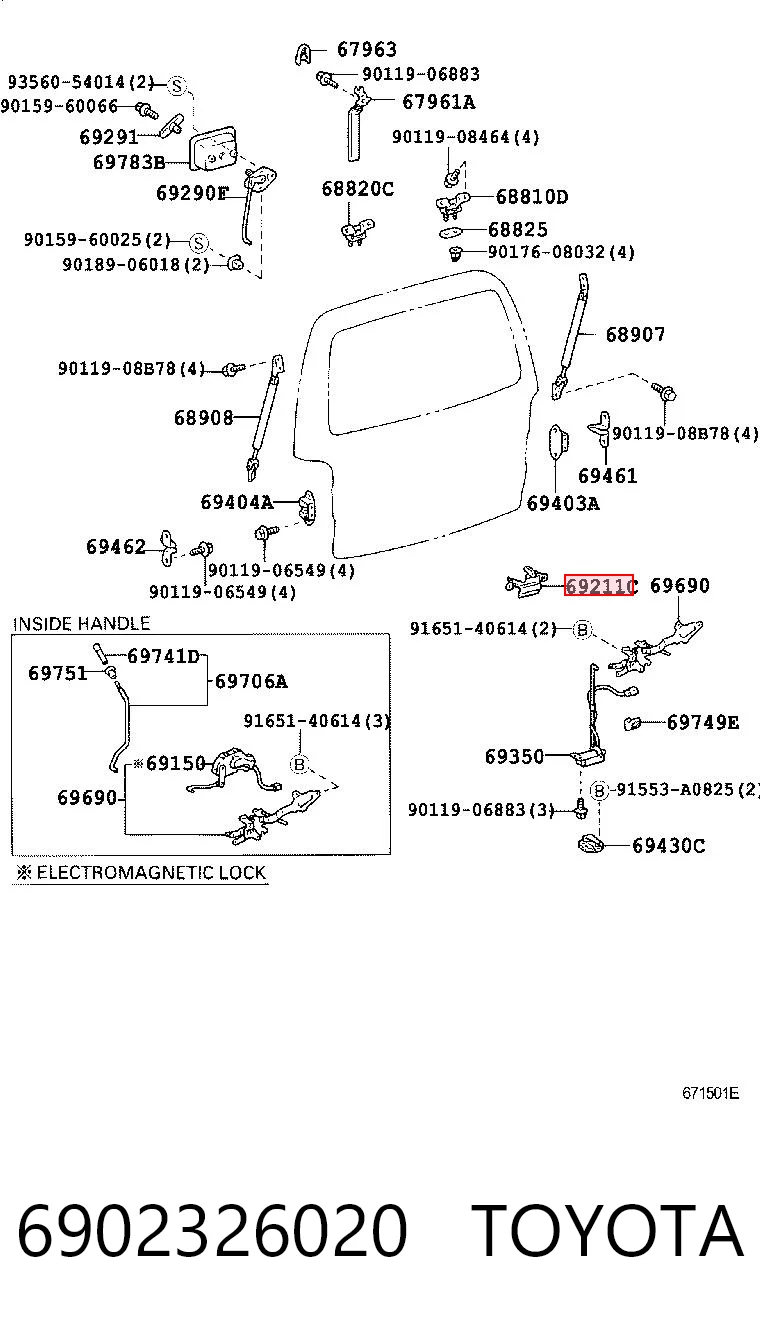6902326020 Toyota Ручка дверей в зборі