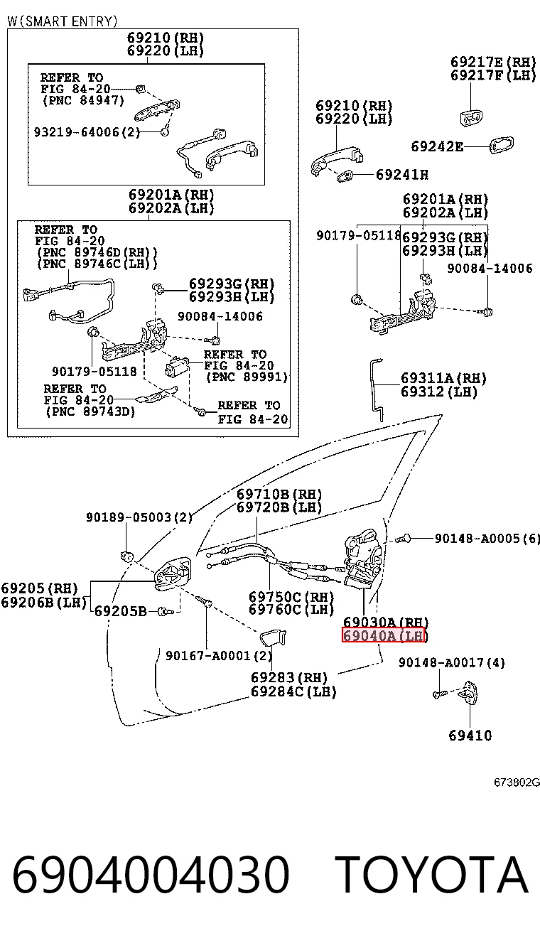 6904004030 Toyota Замок водійських дверей