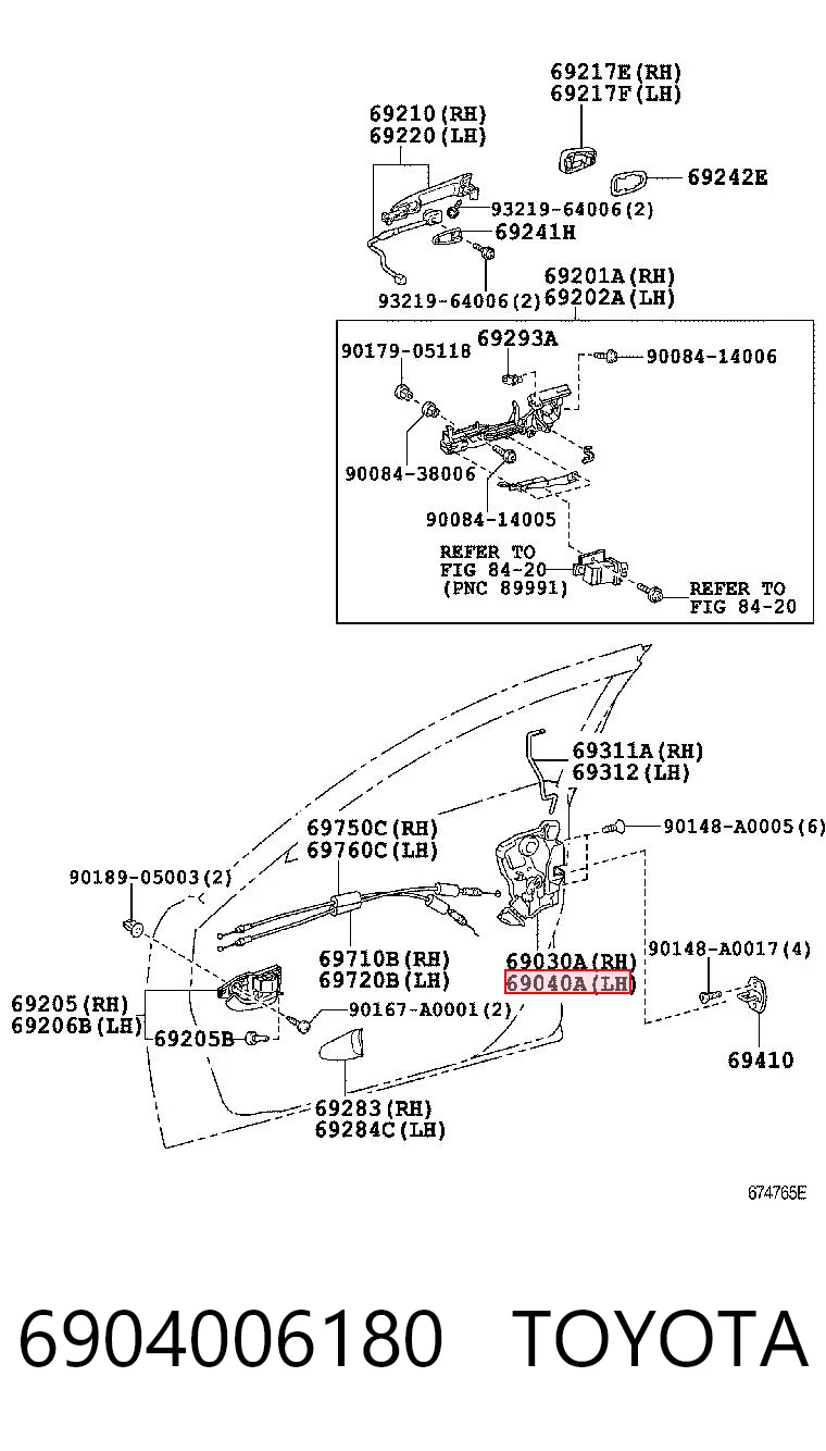 6904006180 Toyota Замок водійських дверей