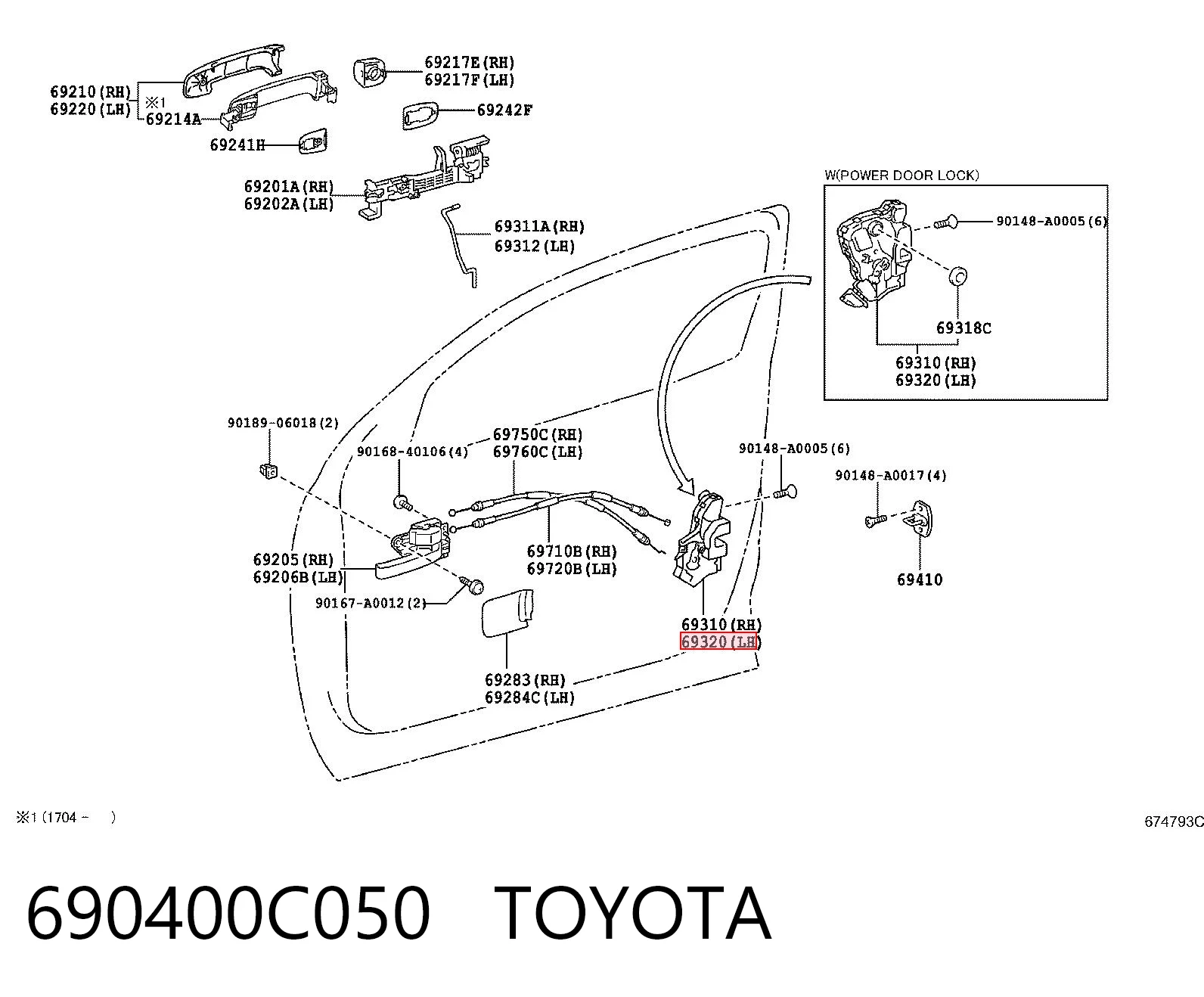690400C050 Toyota Замок водійських дверей