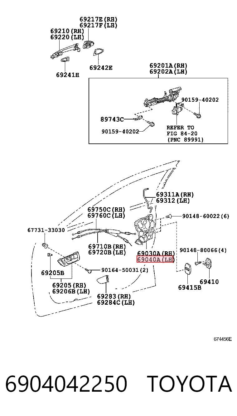 6904042250 Toyota Замок водійських дверей
