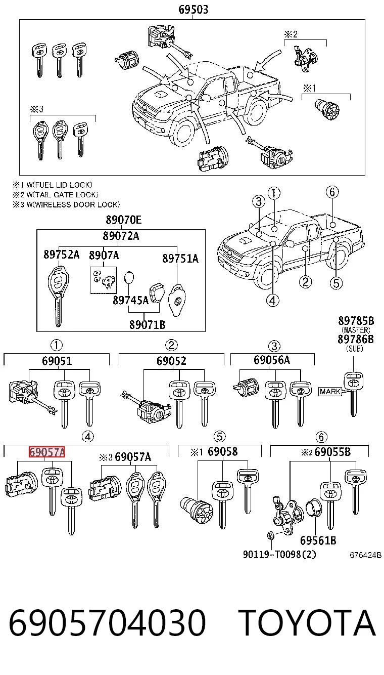 6905704030 Toyota Личинка замка запалювання
