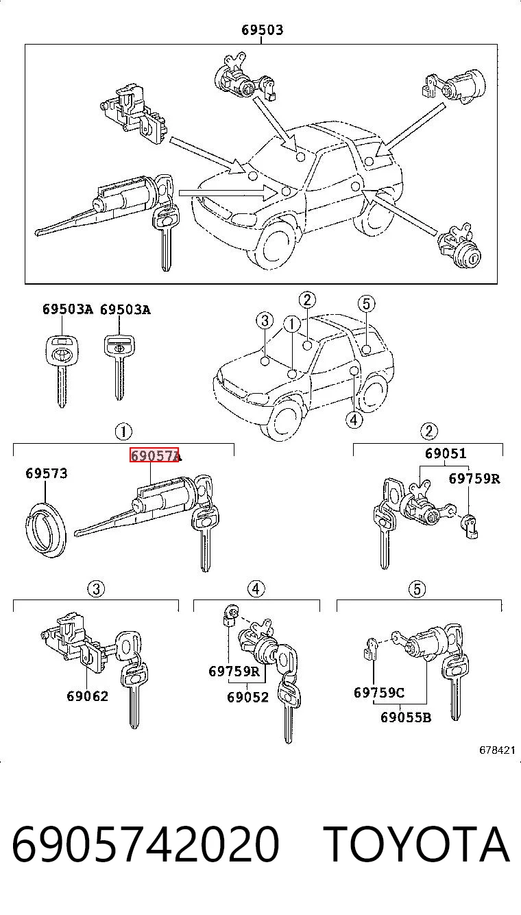 Личинка замка запалювання Toyota RAV4 1 XA