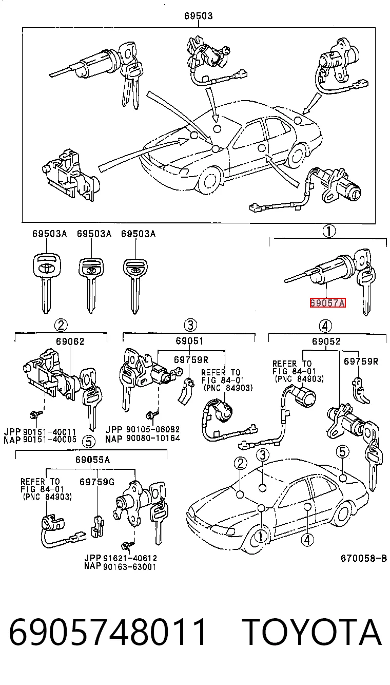 6905748011 Toyota Личинка замка запалювання