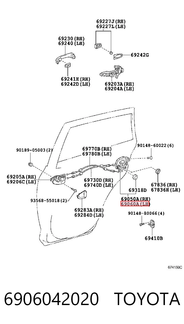 6906042020 Toyota Замок задніх дверей, лівих