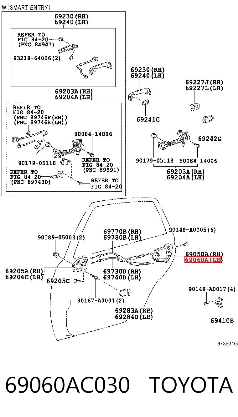 69060AC030 Toyota Замок задніх дверей, лівих