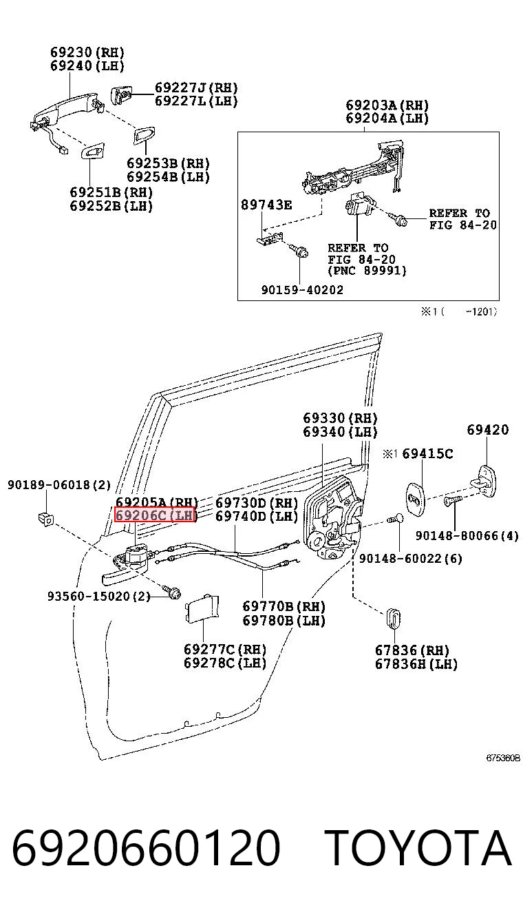 6920660120 Toyota Ручка лівих дверей зовнішня