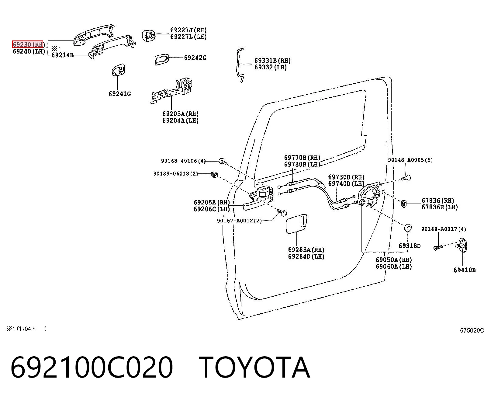 692100C020 Toyota Ручка передніх дверей, зовнішня