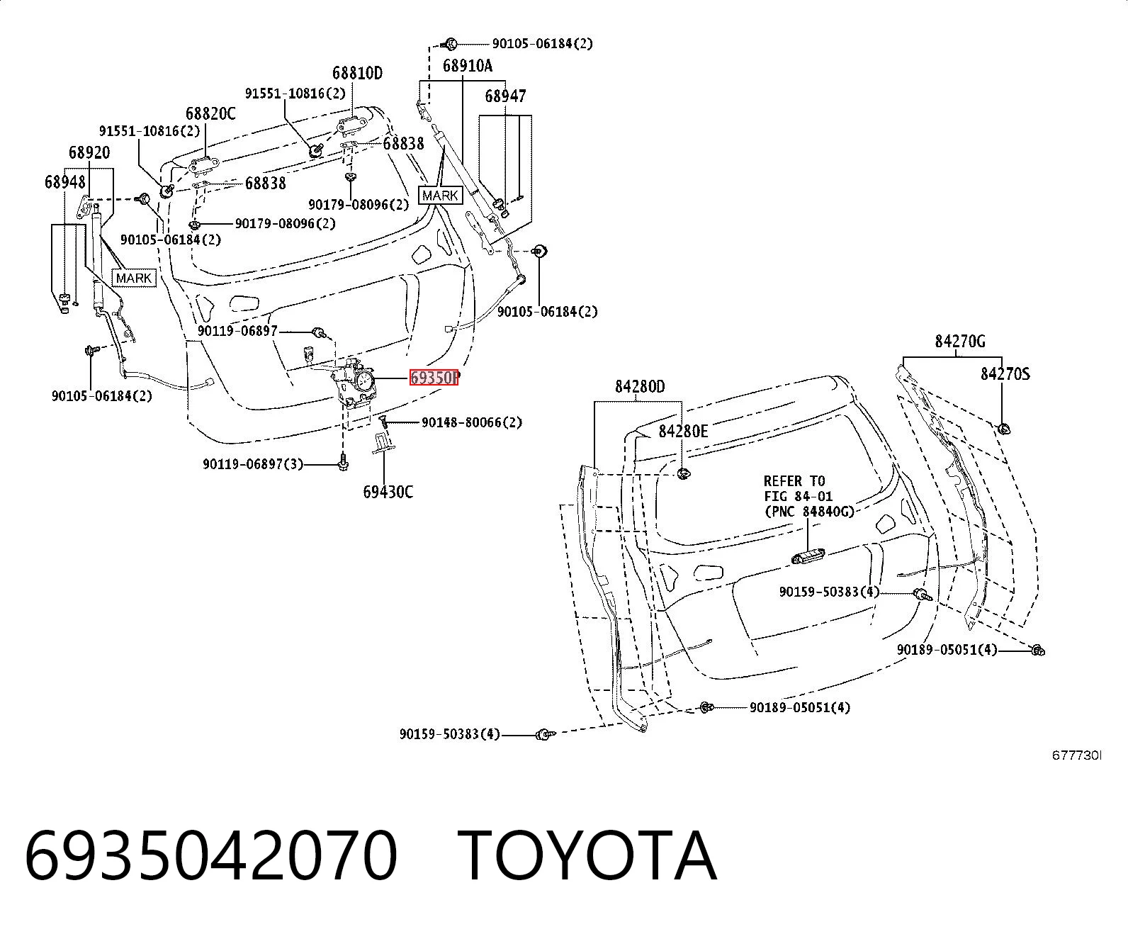 6935042070 Toyota Замок п'ятих дверей