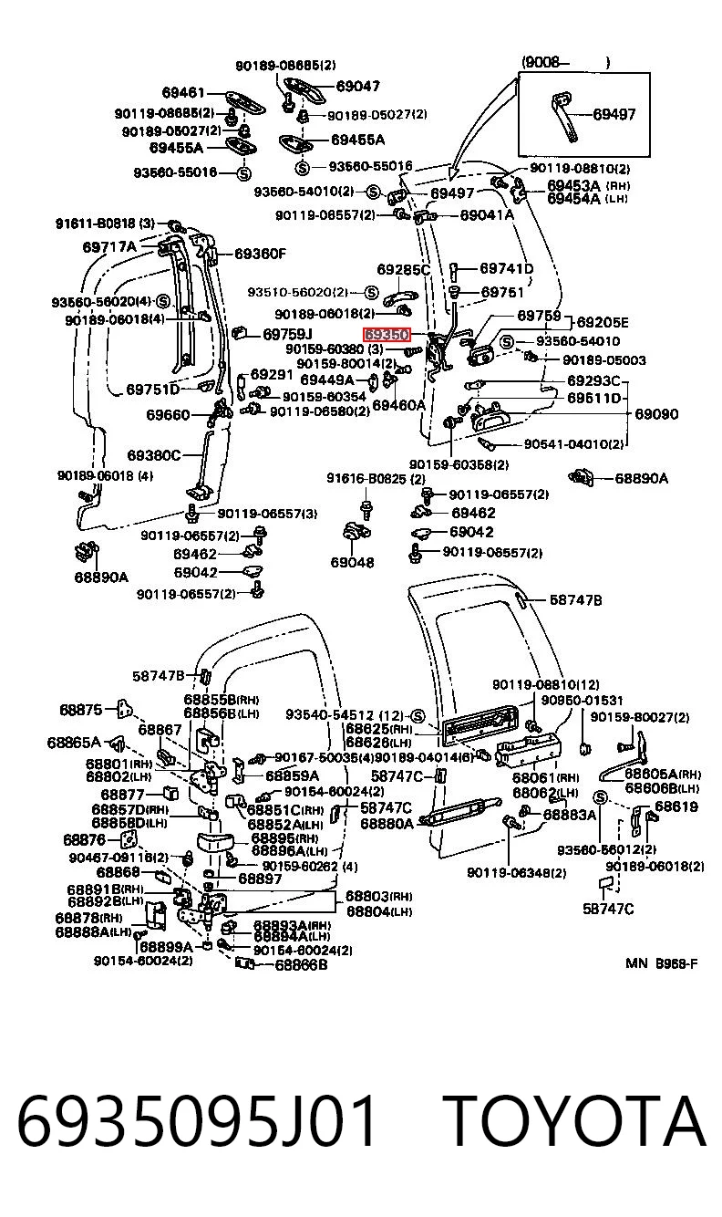 6935095J01 Toyota Замок п'ятих дверей