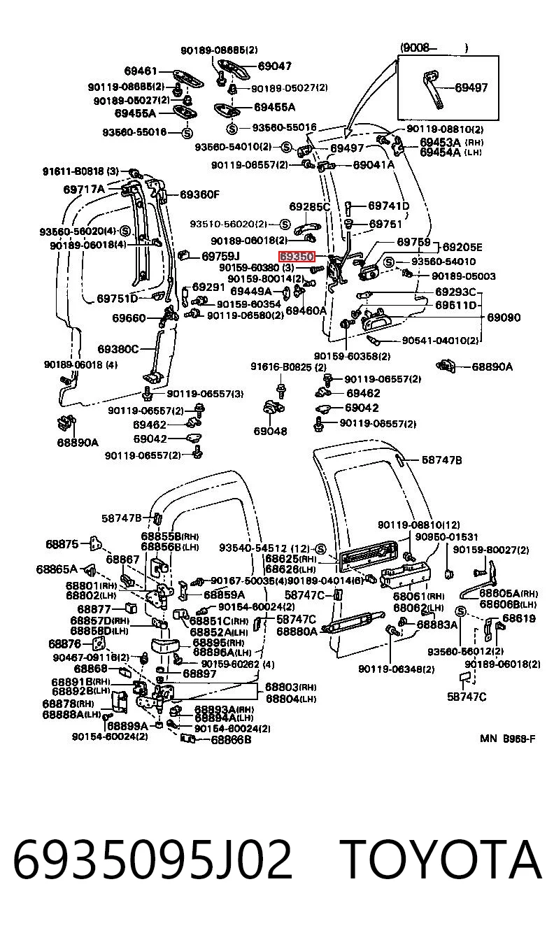 6935095J02 Toyota Замок п'ятих дверей