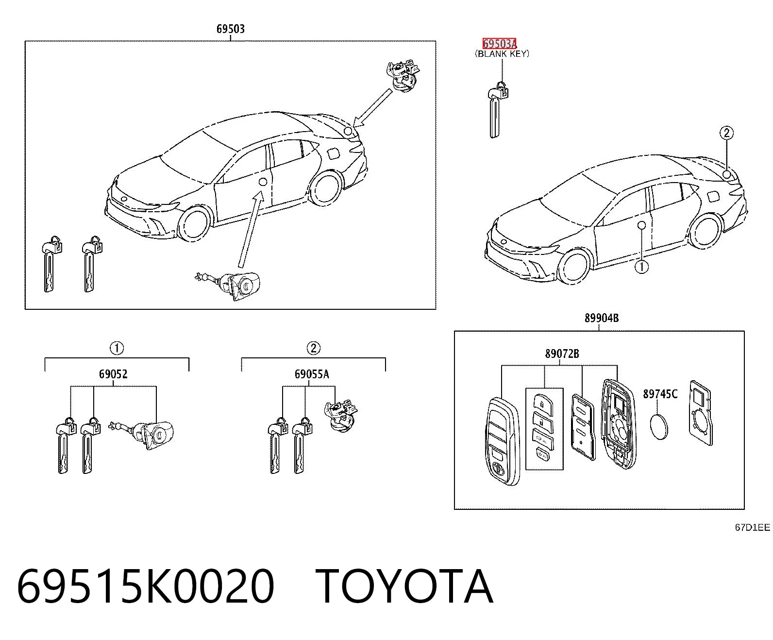 69515K0020 Toyota Заготівля ключа