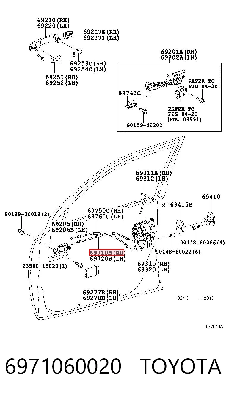 6971060020 Toyota Трос замка дверей передніх