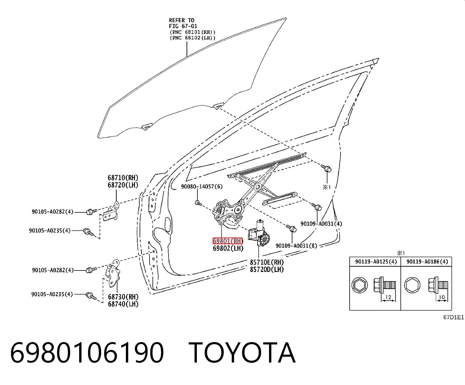 6980106190 Toyota Склопідйомник (механізм переміщення скла)