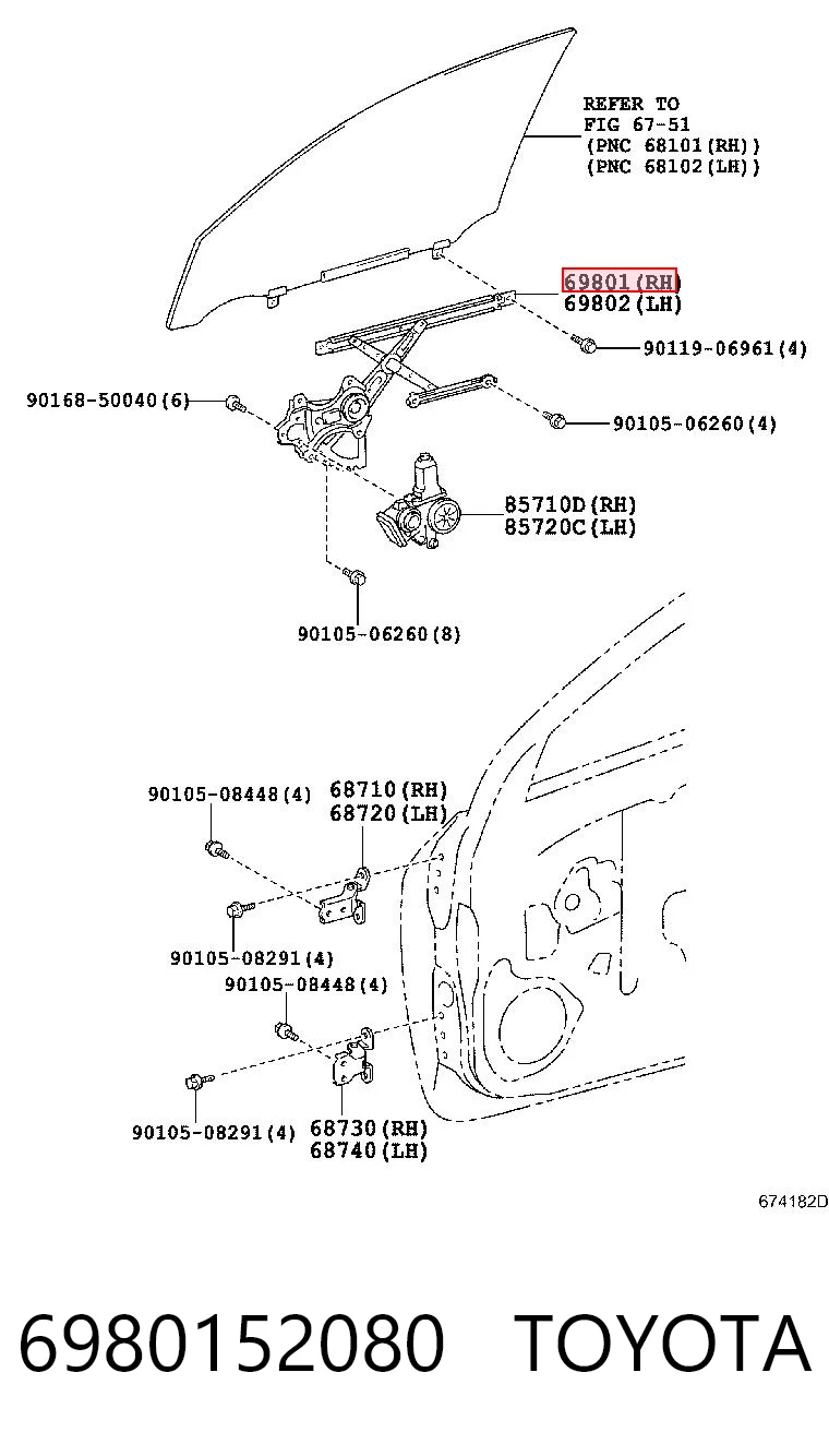 6980152080 Toyota Склопідйомник (механізм переміщення скла)
