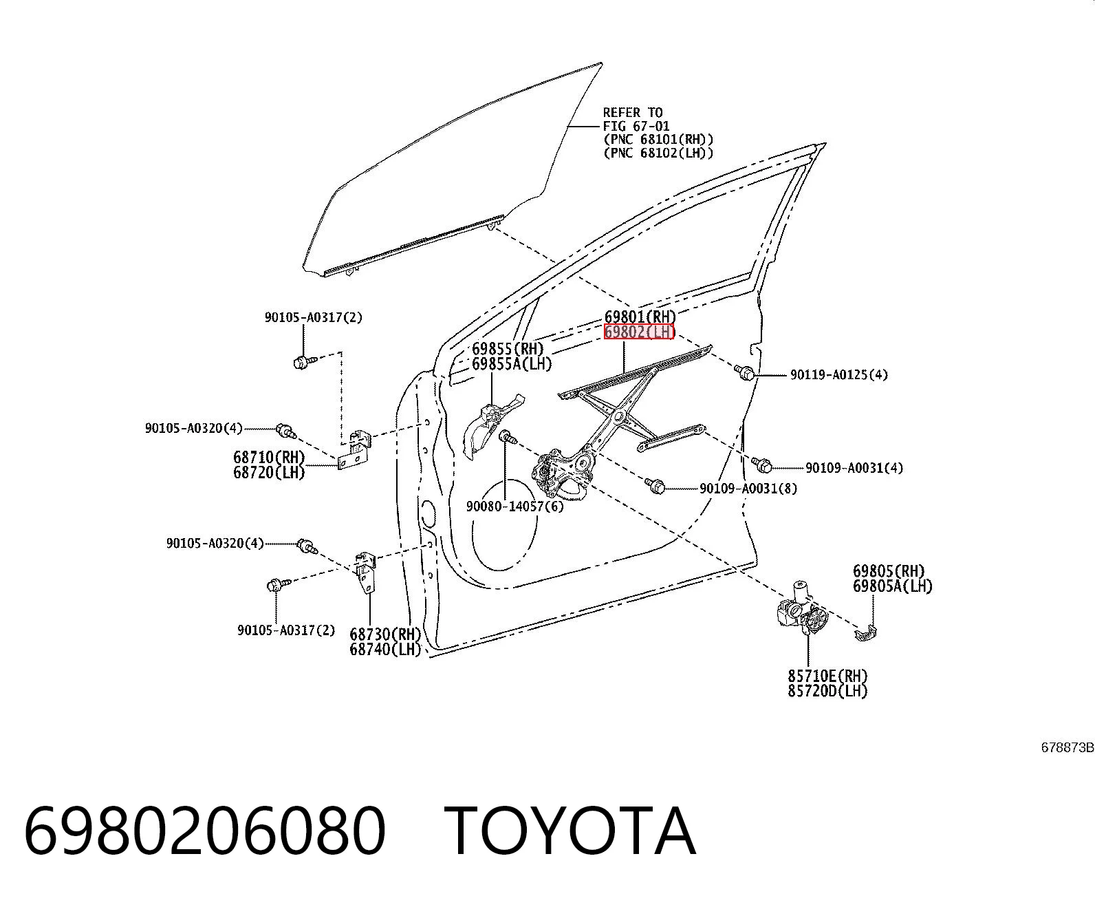 Підйомник механічний вітрового скла на Toyota Camry VII V50