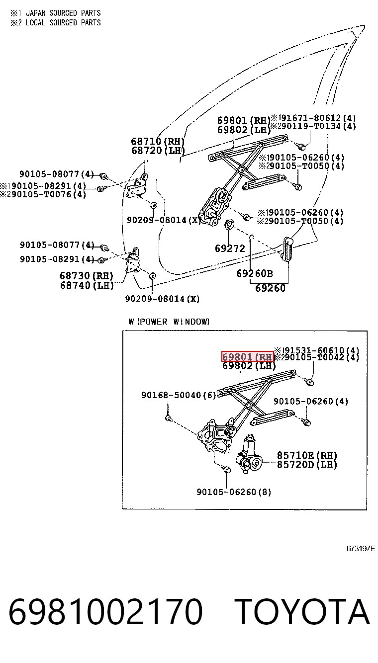 6981002170 Toyota Склопідйомник (механізм переміщення скла)