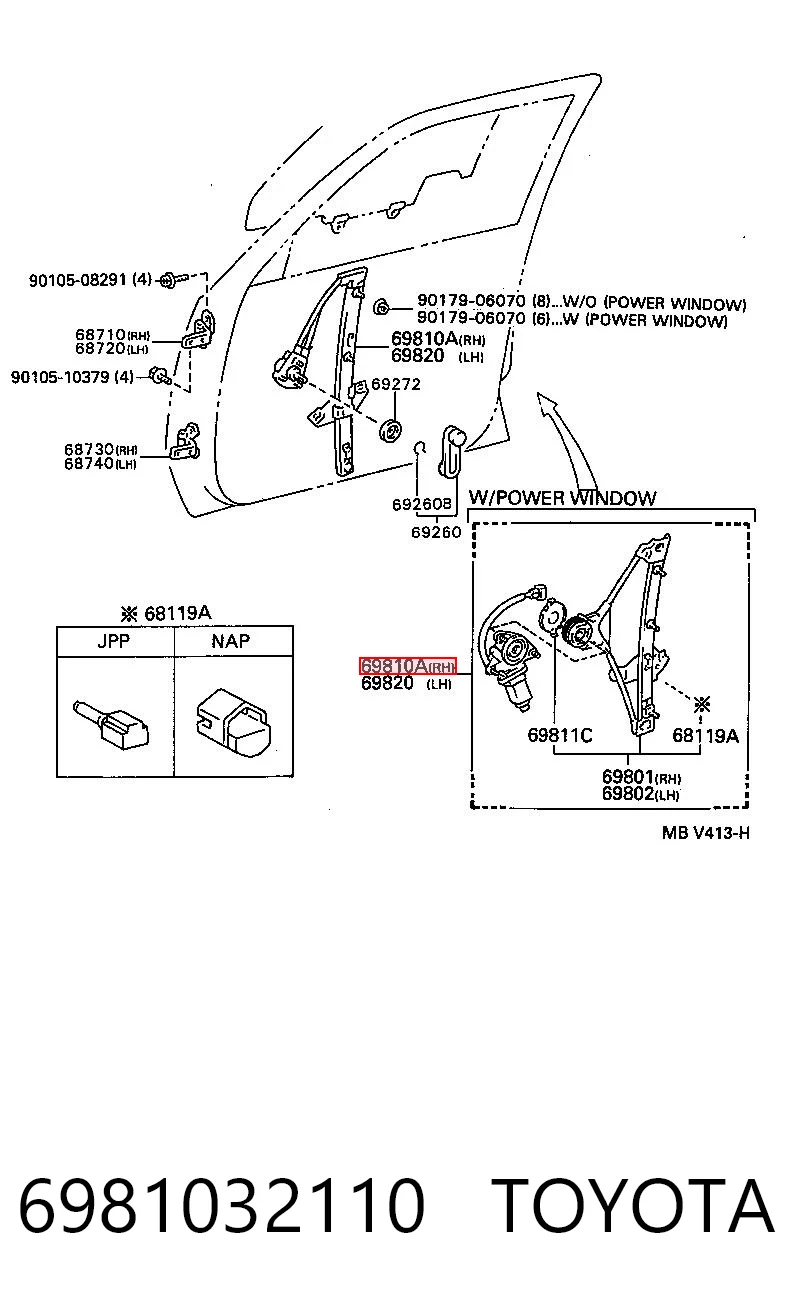 Склопідйомник (механізм переміщення скла) на Toyota Camry III V10
