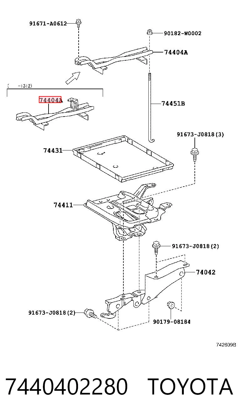 7440402280 Toyota Кріплення / підставка акумулятора