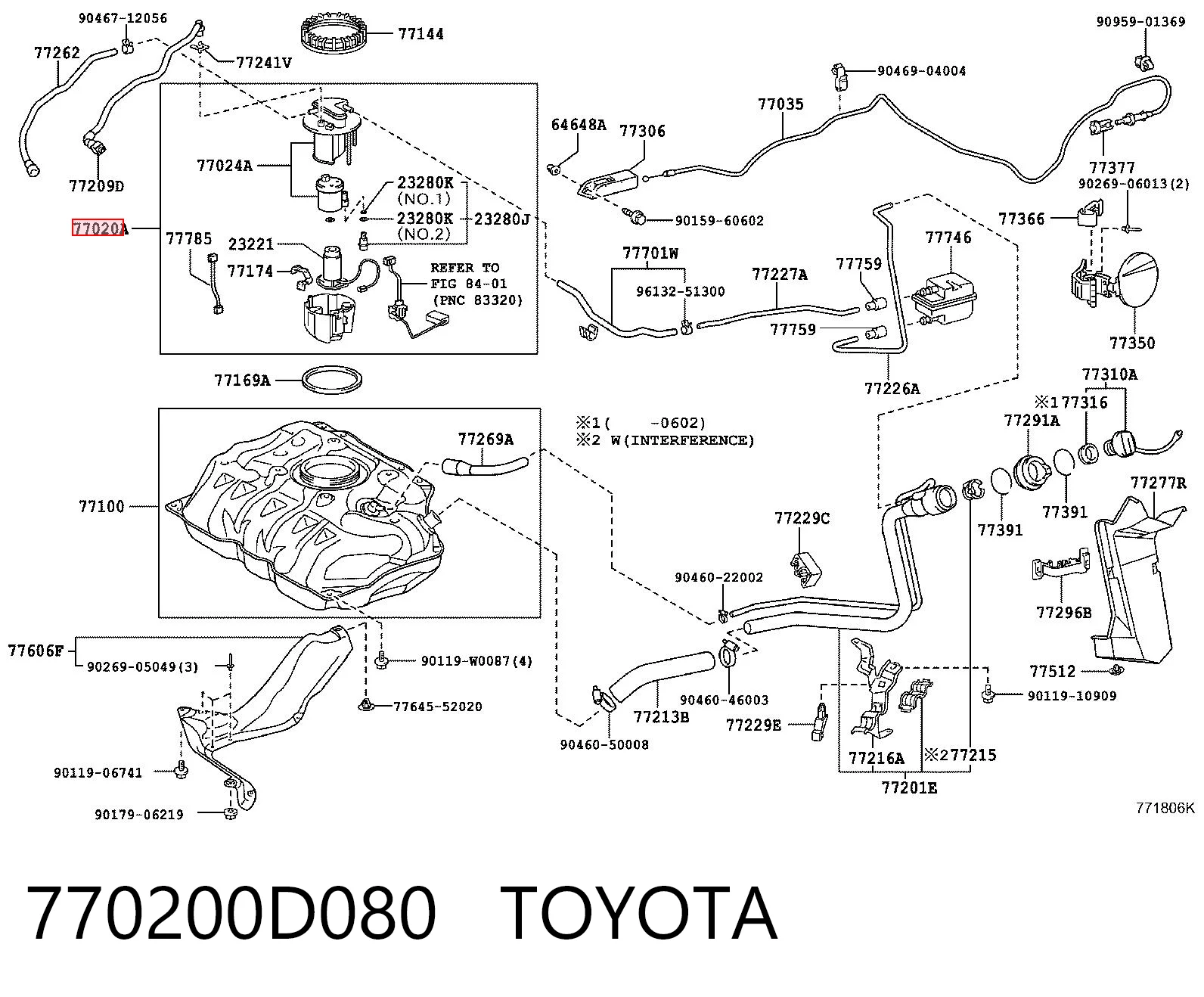 770200D080 Toyota Електробензонасос