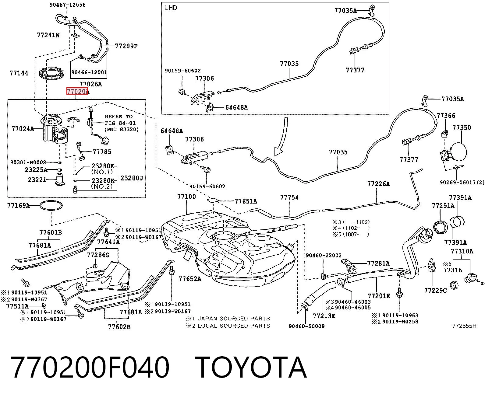 770200F040 Toyota Електробензонасос