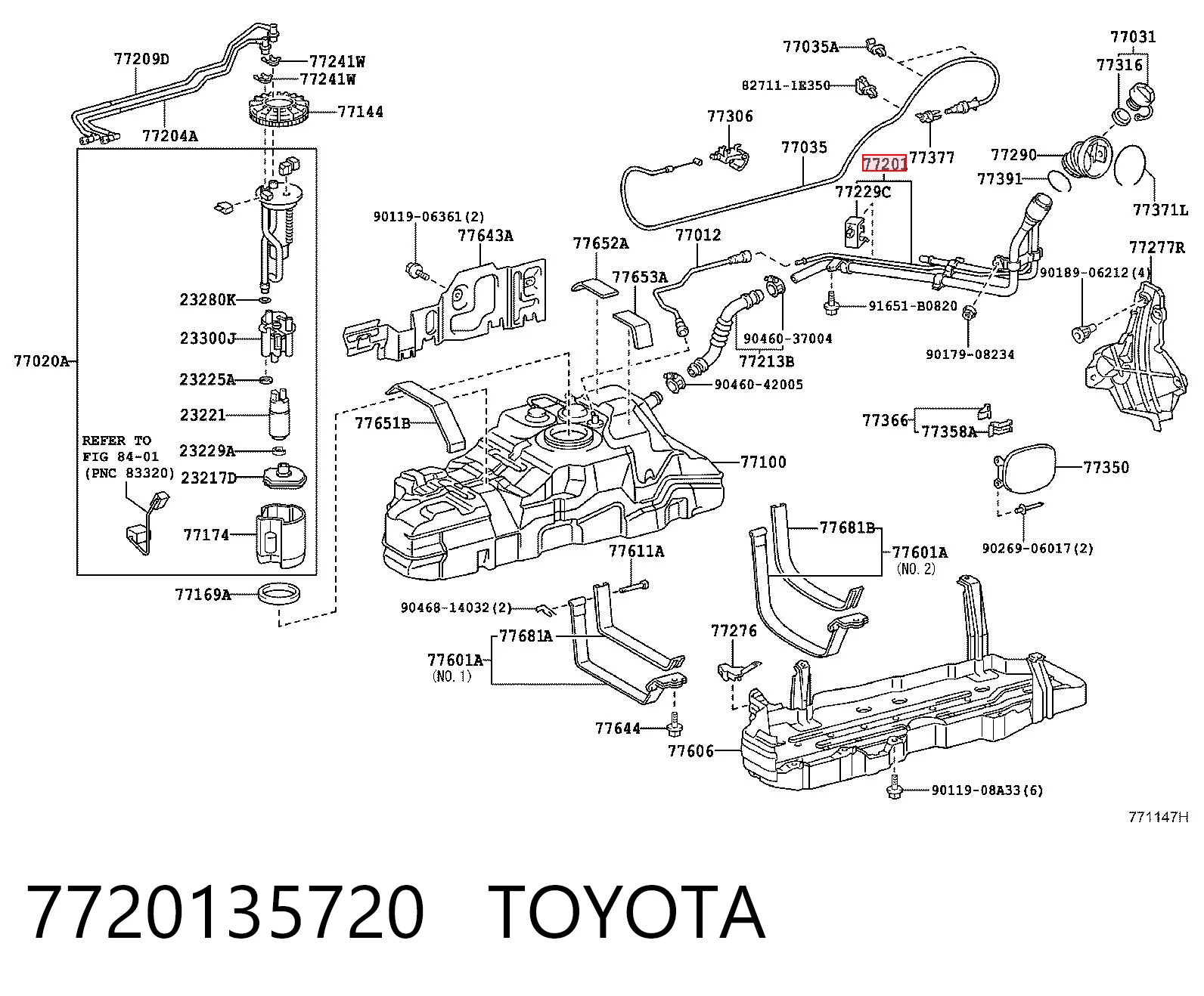 7720135720 Toyota Шланг заливної горловини, паливного бака