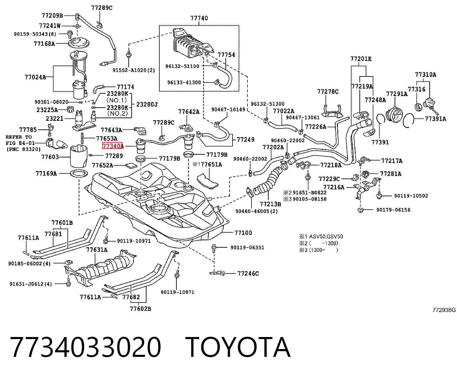7734033020 Toyota Клапан вентиляції газів паливного бака