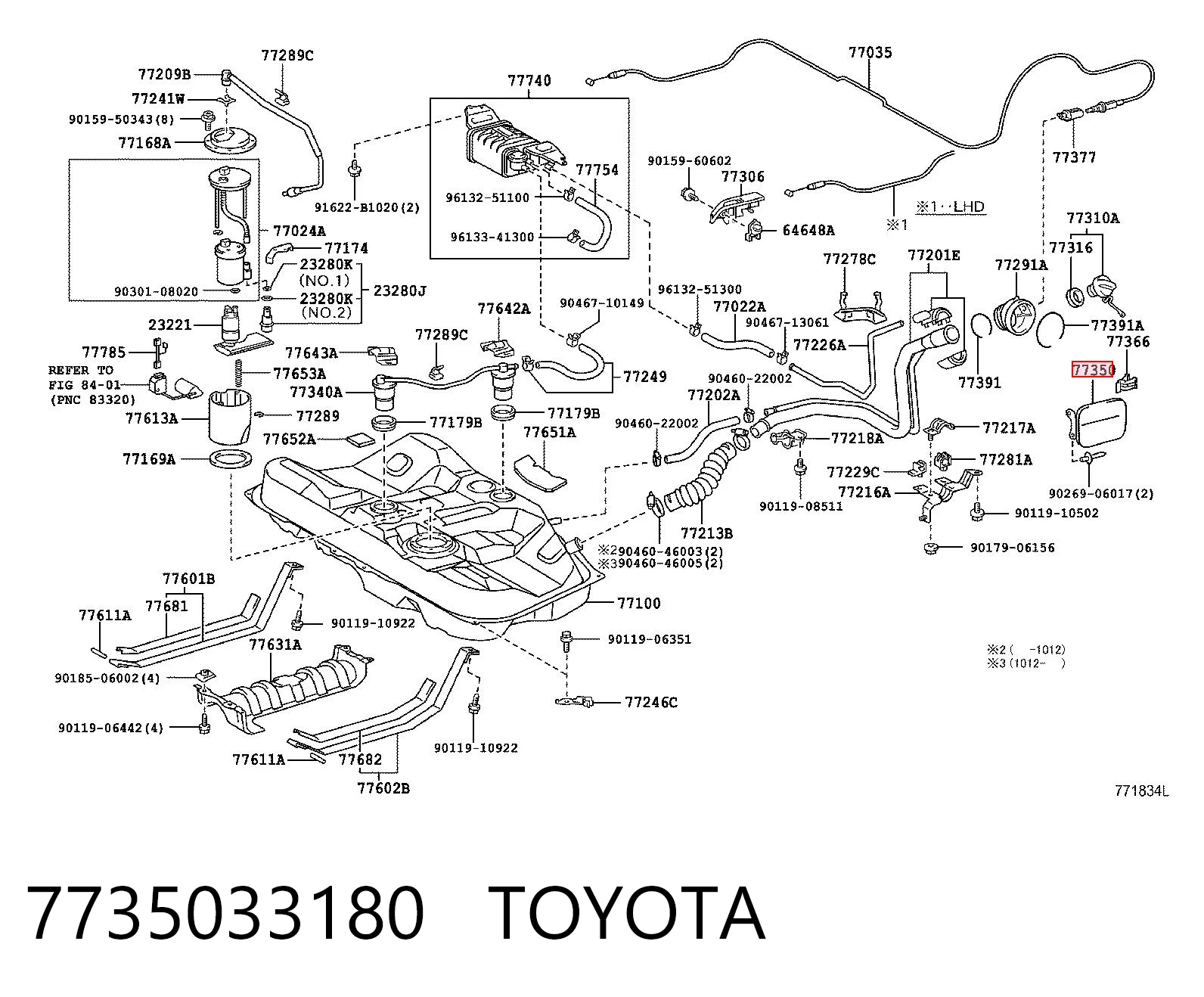Дверцята бензобака на Toyota Camry VI V40