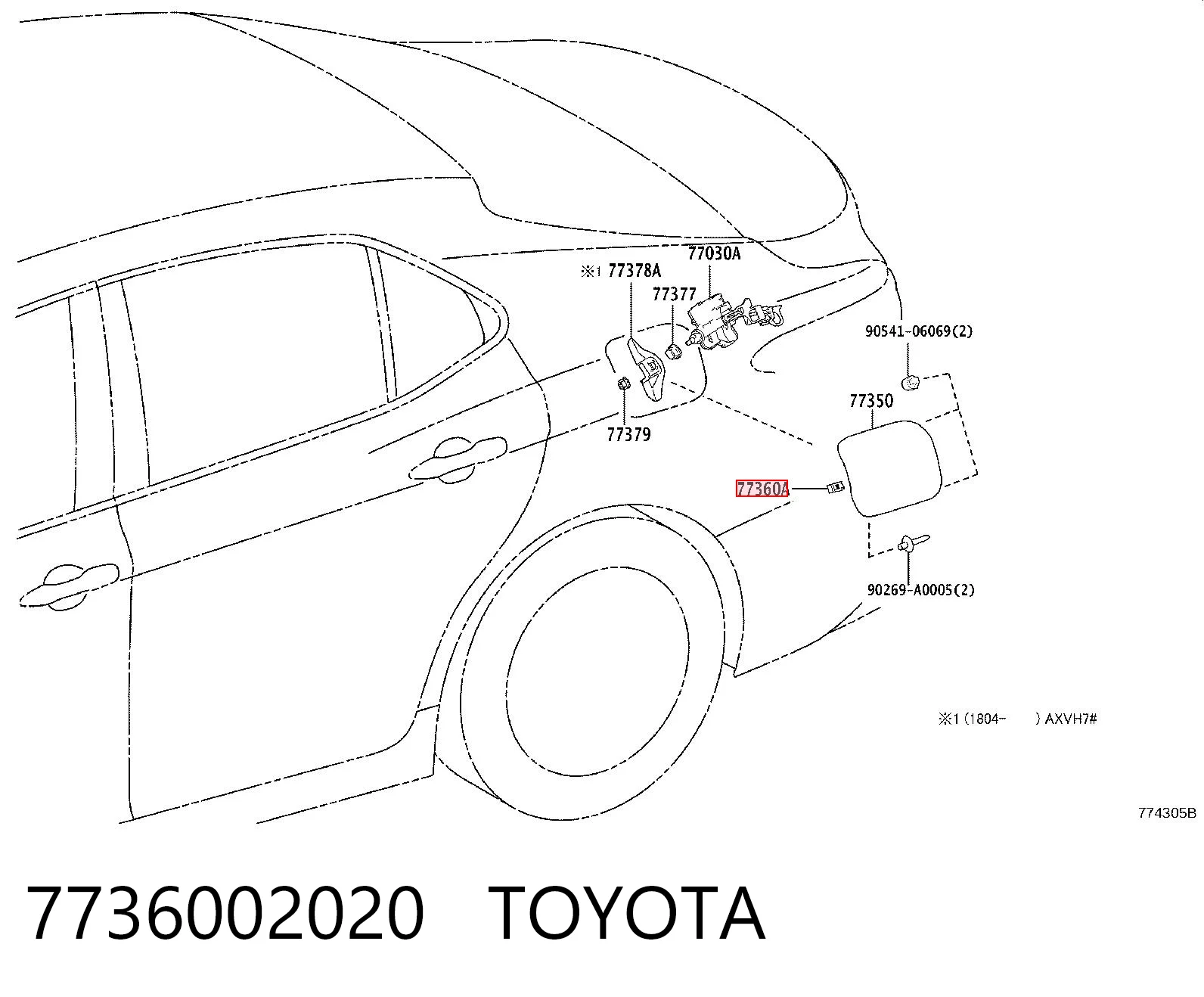 7736002020 Toyota Пружина люка паливного бака