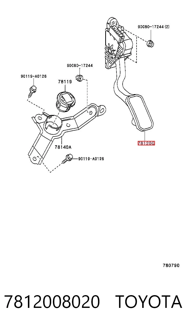 7812008020 Toyota Педаль газу (акселератора)