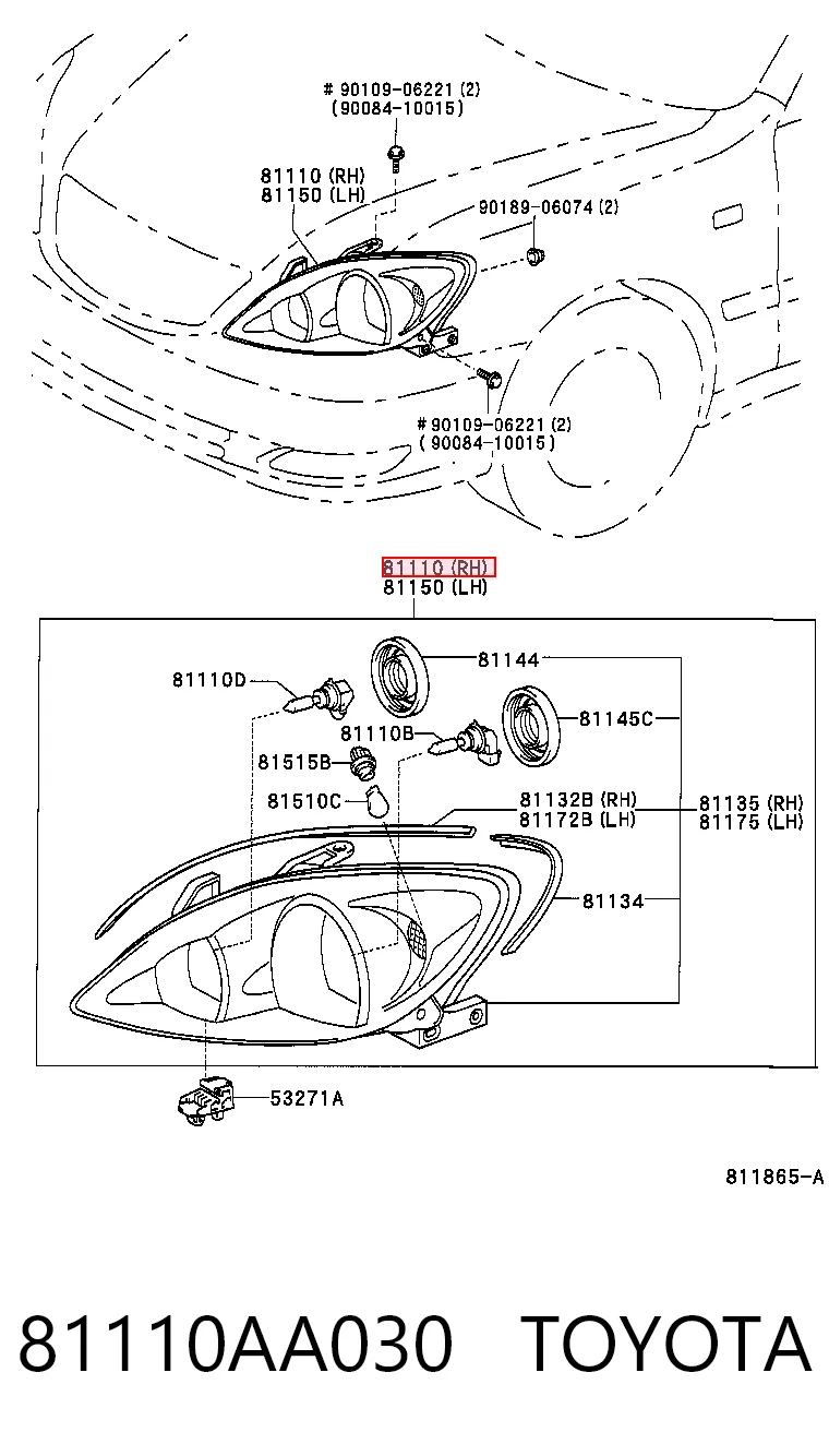 81110AA030 Toyota Фара правая